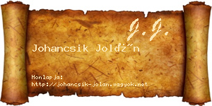 Johancsik Jolán névjegykártya